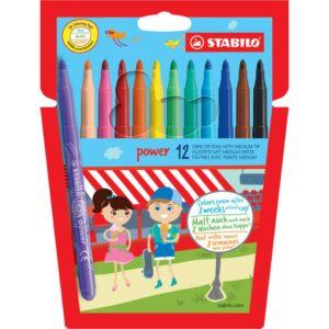 Filzstift - power - 12er Pack - mit 12 verschiedenen Farben