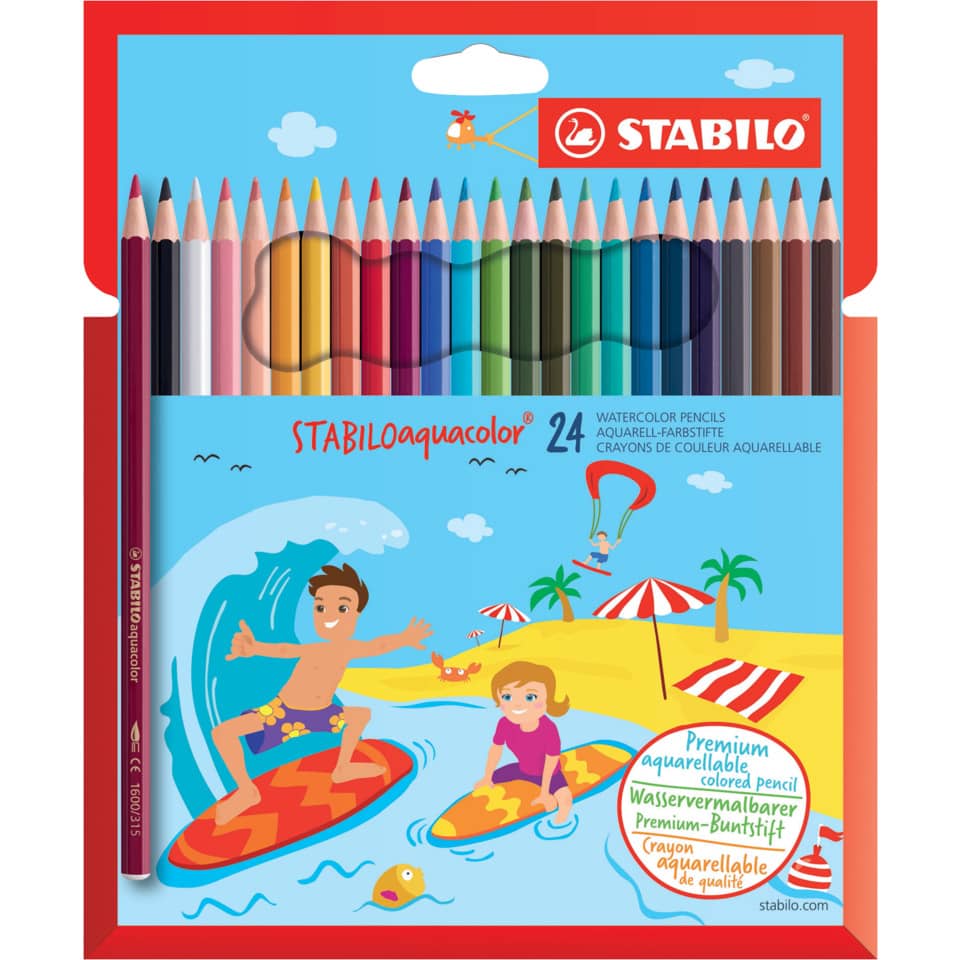 Aquarell-Buntstift - aquacolor - 24er Pack - mit 24 verschiedenen Farben