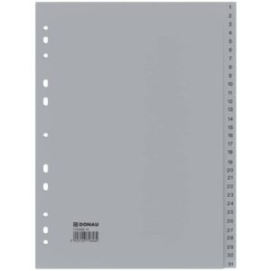 Ordnerregister 1-31, 22,5x29,7cm, PP, grau