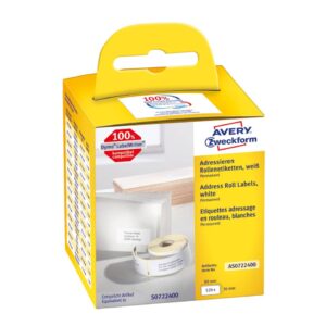 Rollen-Etiketten Adressaufkleber - 36 x 89 mm, weiß, permanent, 2 Rollen/520 Etiketten