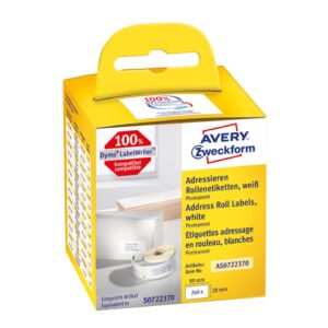 Rollen-Etiketten Adressaufkleber - 28 x 89 mm, weiß, permanent, 2 Rollen/260 Etiketten