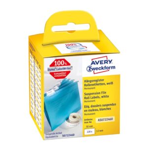Rollen-Etiketten - 12 x 50 mm, weiß, permanent, 220 Etiketten