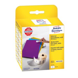 Rollen-Etiketten - 19 x 51 mm, weiß, ablösbar, 500 Etiketten