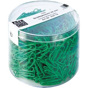 Briefklammern - Metall, kunststoffüberzogen, 26 mm, grün, 1000 Stück