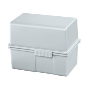 Karteibox DIN A8 quer - für 200 Karten mit Stahlscharnier, lichtgrau