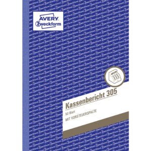 305 Kassenbericht, DIN A5, vorgelocht, 50 Blatt, weiß