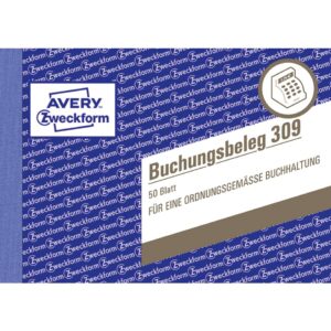 309 Buchungsbeleg, DIN A6 quer, mikroperforiert, 50 Blatt, weiß