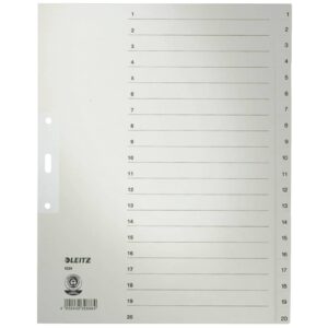 1234 Zahlenregister - 1-20, Papier, A4 Überbreite, 20 Blatt, grau