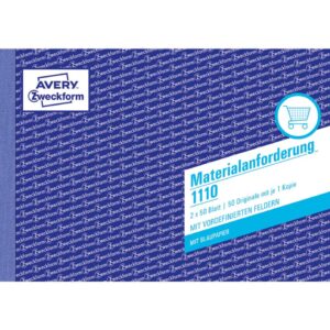 1110 Materialanforderung, DIN A5, vorgelocht, 2 x 50 Blatt, weiß, gelb