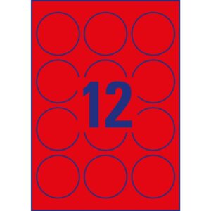 L7670R-25 Etiketten in Sonderfarben, Ø 63,5 mm, 25 Blatt/300 Etiketten, neonrot