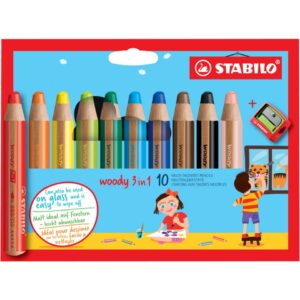 Multitalent-Stift woody 3 in 1 - 10er Pack mit Spitzer, sortiert