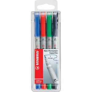 Folienstift - OHPen universal - wasserlöslich superfein - 4er Pack - grün, rot, blau, schwarz