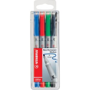 Folienstift - OHPen universal - wasserlöslich medium - 4er Pack - grün, rot, blau, schwarz