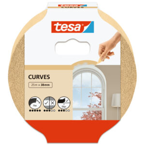 Papier-Klebeband Maler-Krepp für Rundungen - 25 m x 38 mm, beige