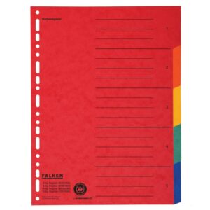 Zahlenregister - 1-5, Karton farbig, A4, 5 Farben, gelocht mit Orgadruck