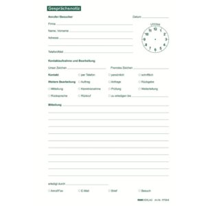 Gesprächsnotizblock, 50 Blatt, DIN A5, weiß