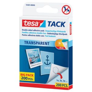 Tack® Klebestücke - 200 Stück, 10 x 10 mm, transparent, ablösbar