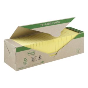 Haftnotizblock Recycling Notes - 76 x 76 mm, gelb, 24x 100 Blatt
