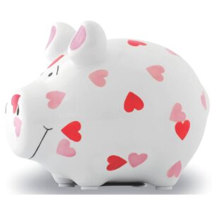 Spardose Schwein "Herzchen" - weiß, klein