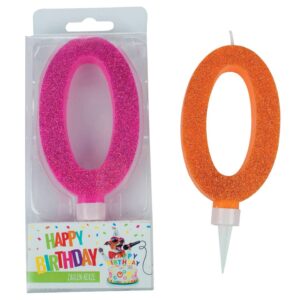 Geburtstagskerze Glitter Zahl 0 - sortiert