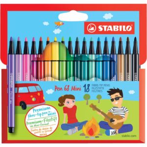 Premium-Filzstift - Pen 68 Mini - 18er Pack - mit 18 verschiedenen Farben