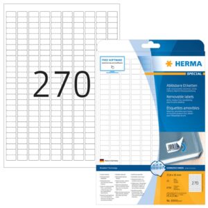 10000 Etiketten A4 weiß 17,8x10 mm Movables/ablösbar Papier matt 6750 St.