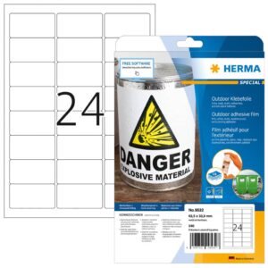 9532 Etiketten A4 Outdoor Klebefolie weiß 63,5x33,9 mm Folie matt 240 St.