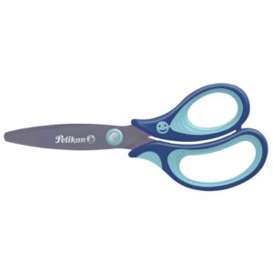 griffix® Schulschere - 14 cm, blau, rund, inkl. Namensschild, Faltschachtel