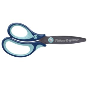 griffix® Schulschere - 14 cm, blau, rund, inkl. Namenssticker