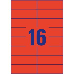 3452 Etiketten - 105 x 37 mm, rot, 1.600 Etiketten/100 Blatt, permanent