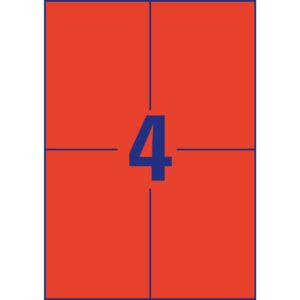 3456 Etiketten - 105 x 148 mm, rot, 400 Etiketten/100 Blatt, permanent
