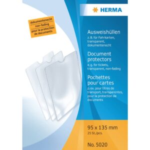 5020 Ausweishüllen - 95x135 mm für Fahrkarten/Kinderausweise, geprägt, dokumentenecht