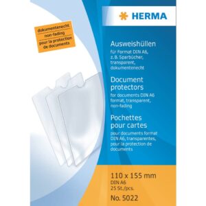 5022 Ausweishüllen - 110x155 mm für Format DIN A6, Sparbücher, geprägt, dokumentenecht