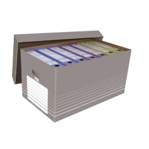 Transportbox tric maxi - stabile Wellpappe, Archivierung / Transport von Hängeregistraturen A4, grau/weiß