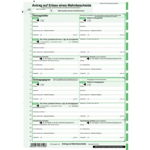 Antrag Mahnbescheid - SD, alle Bundesländer, 1 x 2 Blatt, 210mm x 24"