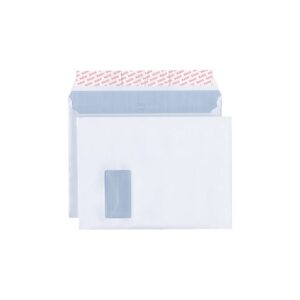 Versandtasche documento - C4 plus, weiß, 120 g/qm, mit Fenster, Haftklebung, 20 mm Seitenfalte