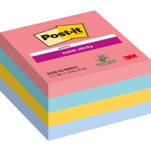 Haftnotizblock Super Sticky Würfel, 76 x 76 mm, guavapink, türkis, ultragelb, blau, 440 Blatt