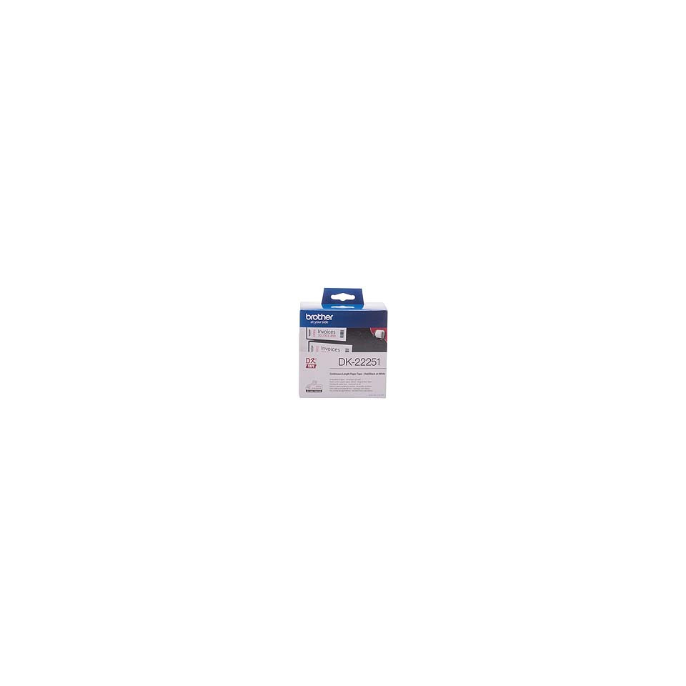 DK-Endlosetiketten Papier - 62 mm x 15,24 m, schwarz/rot auf weiß