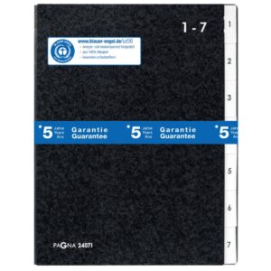 Pultordner Taben 1-7 - 7 Fächer, Hartpappe, schwarz