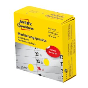 3852 Markierungspunkte - Ø 10 mm, Spender mit 800 Etiketten, gelb