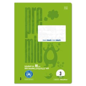 Heft - LIN3, A4, 16 Blatt, 90 g/qm, 21 Doppellinien