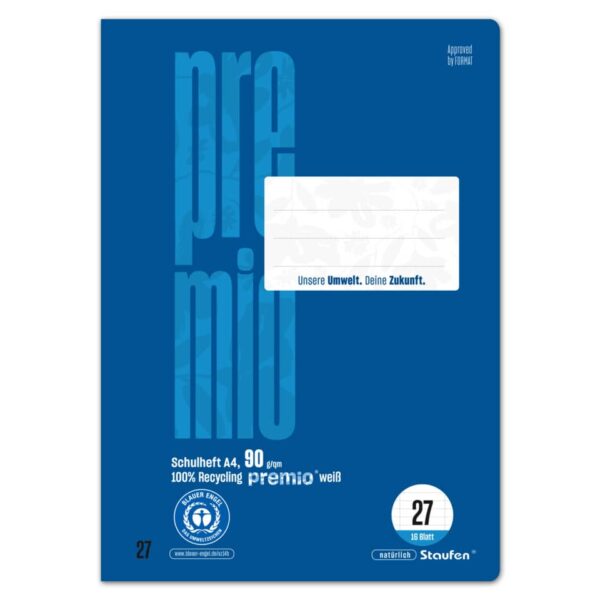 Heft LIN27 - A4, 16 Blatt, 90 g/qm, liniert mit Randlinien