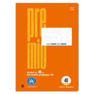 Heft - LIN40, A4, 16 Blatt, 90 g/qm, 5 mm kariert mit Umrandung