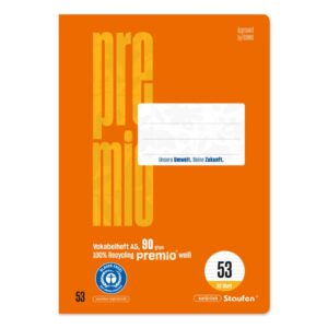 Vokabelheft - LIN53, A5, 32 Blatt, 90 g/qm, 9 mm liniert mit 1 MST