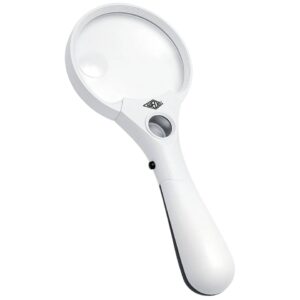 Rundlupe Ø 9 cm Profi mit 3 LEDs - 3-/4,5-/12-fach, schwarz/weiß