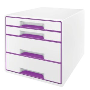 5213 Schubladenbox WOW CUBE - A4/C4, 4 geschlossene Schubladen, perlweiß/violett metallic