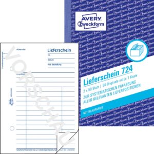 724 Lieferschein, DIN A6, vorgelocht, 2 x 50 Blatt, weiß