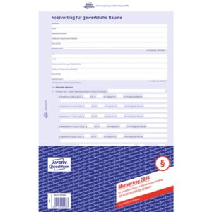 2874 Mietvertrag - gewerbliche Räume, DIN A4, selbstdurchschreibend, 1 Pack = 5 Stück, blau