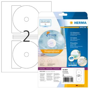 8624 SuperPrint-CD-Etikett - Ø116 mm, weiß, permanent, 20 Stück