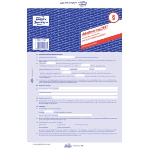 2877 Arbeitsvertrag, DIN A4, für gewerbl. Arbeitnehmer, 1 Satz/5 Stück, blau